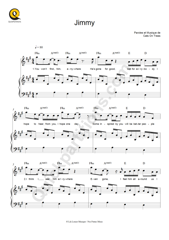 Partition piano Jimmy - Cats on trees