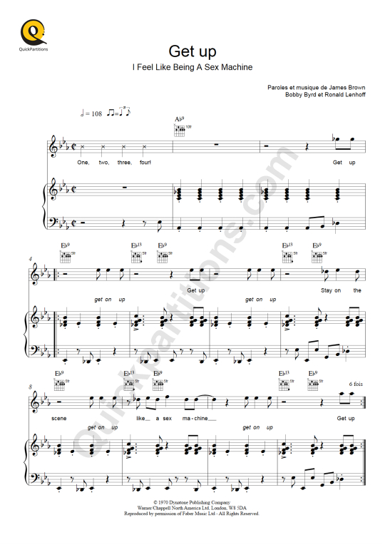 Partition piano Get Up - James Brown