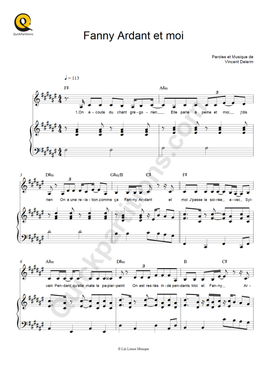 Fanny Ardant et moi Piano Sheet Music - Vincent Delerm