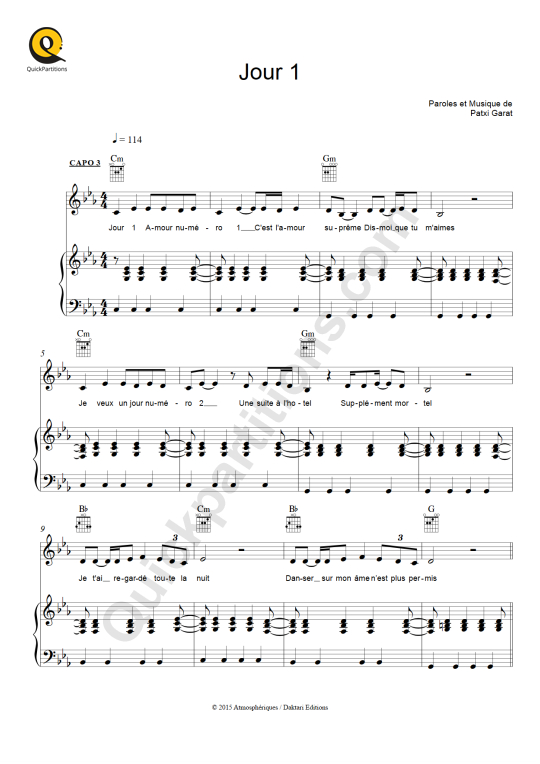 Jour 1 Piano Sheet Music - Louane