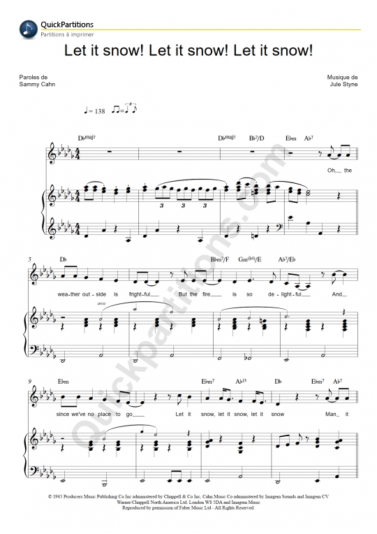 Let It Snow! Let It Snow! Let It Snow! Piano Sheet Music - Dean Martin