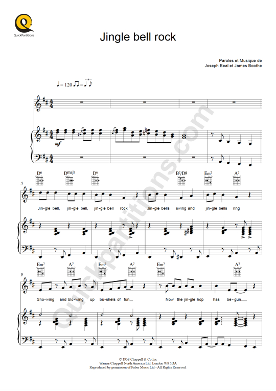 Partition piano Jingle Bell Rock - Bobby Helms (Partition Digitale)