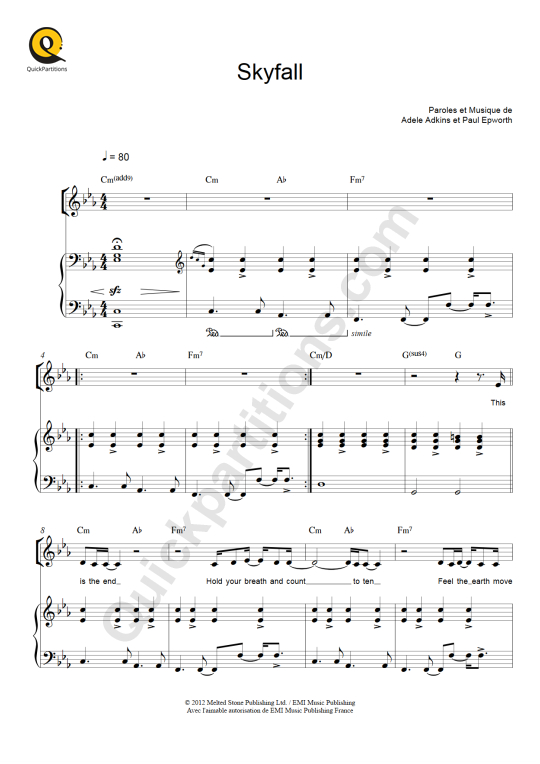 Skyfall Piano Sheet Music from Adele