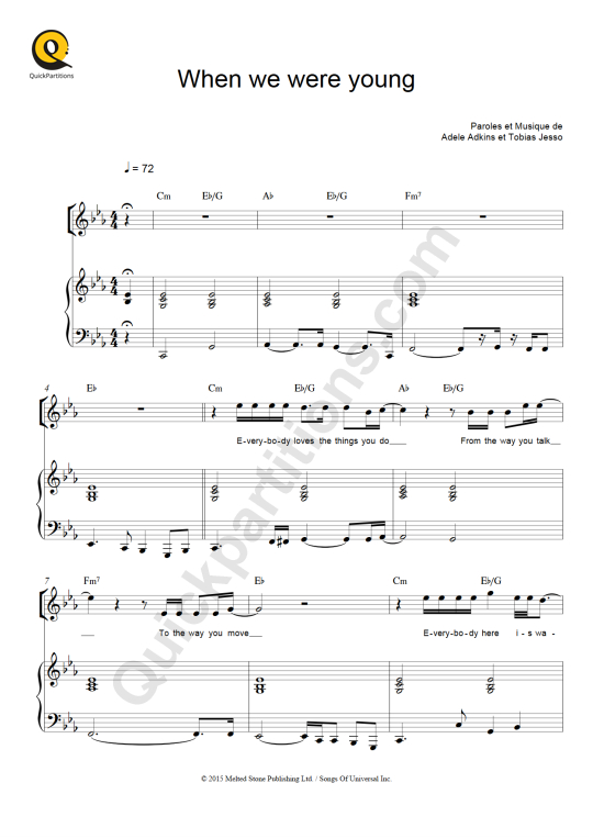 When we were young Piano Sheet Music - Adele
