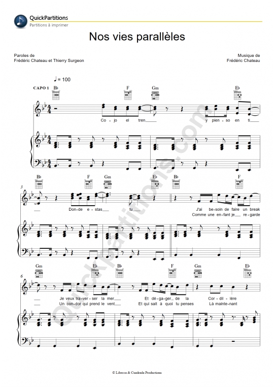 Nos vies parallèles Piano Sheet Music - Anggun