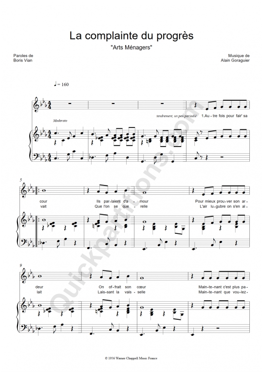 La complainte du progrès Piano Sheet Music - Boris Vian