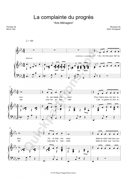La complainte du progrès Piano Sheet Music - Boris Vian