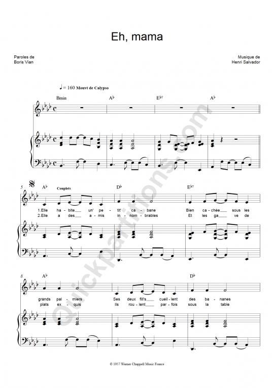 Eh mama Piano Sheet Music - Henri Salvador