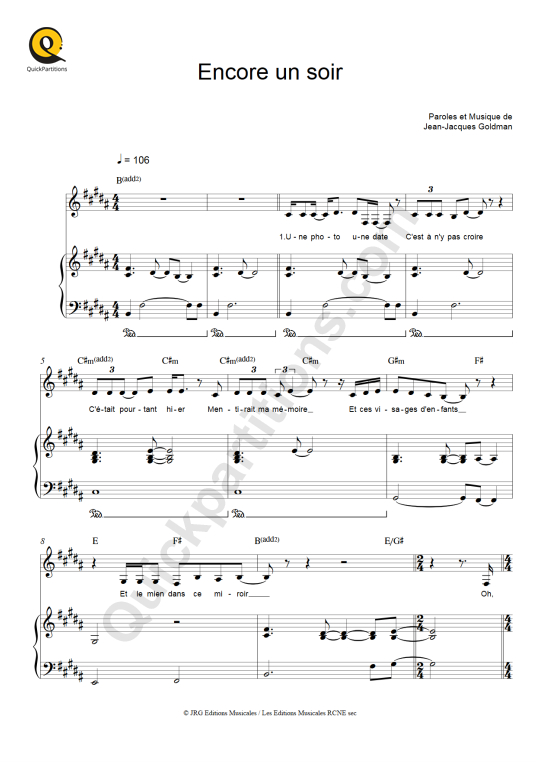 Encore un soir Piano Sheet Music - Céline Dion