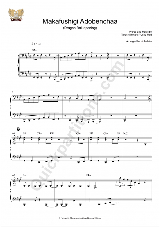 Partition piano Makafushigi Adobenchaa - Vinheteiro