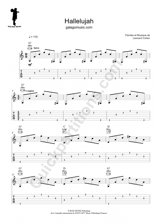 Hallelujah Guitar Tab - Galagomusic