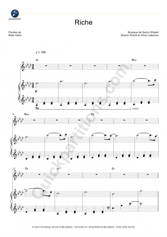 Riche Piano Sheet Music - Claudio Capéo