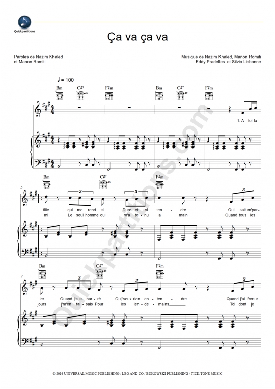 Ça va ça va Piano Sheet Music - Claudio Capéo