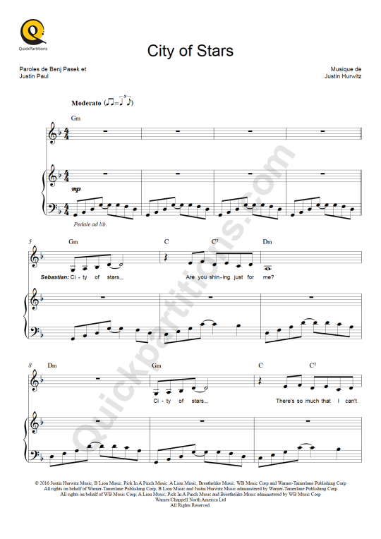 La La Land - City of Stars (Intermediate Level) (Hurwitz) - Piano Sheet  Music