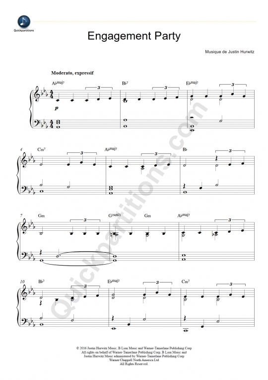 Arruinado cebra Saltar Engagement Party Piano Sheet Music - La La Land (Digital Sheet Music)