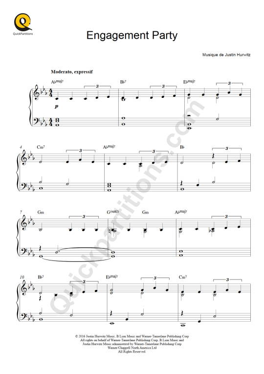 Arruinado cebra Saltar Engagement Party Piano Sheet Music - La La Land (Digital Sheet Music)