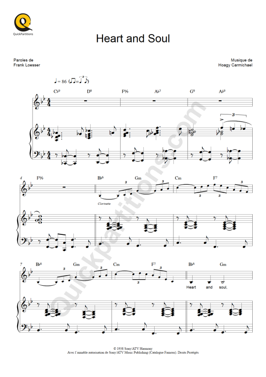 Heart and Soul Piano Sheet Music - Hoagy Carmichael