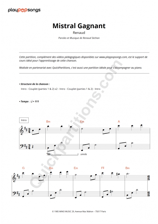 Mistral Gagnant Course Material - PlayPopSongs