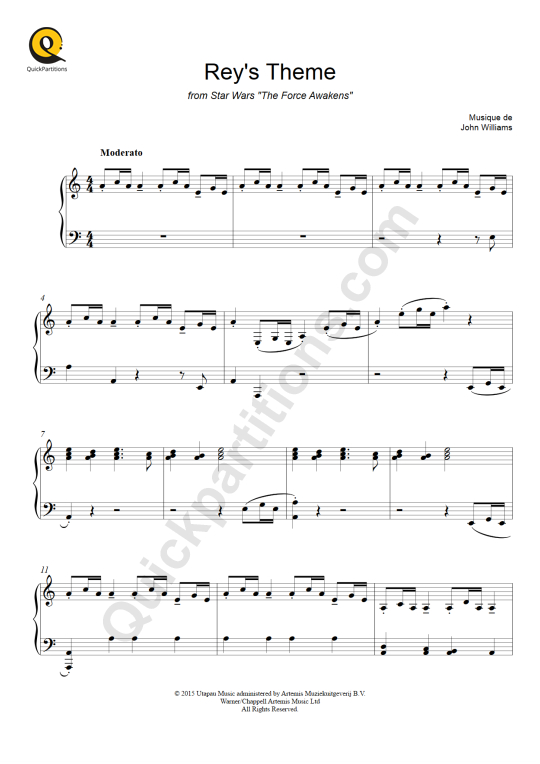 Partition piano Rey's Theme - John Williams