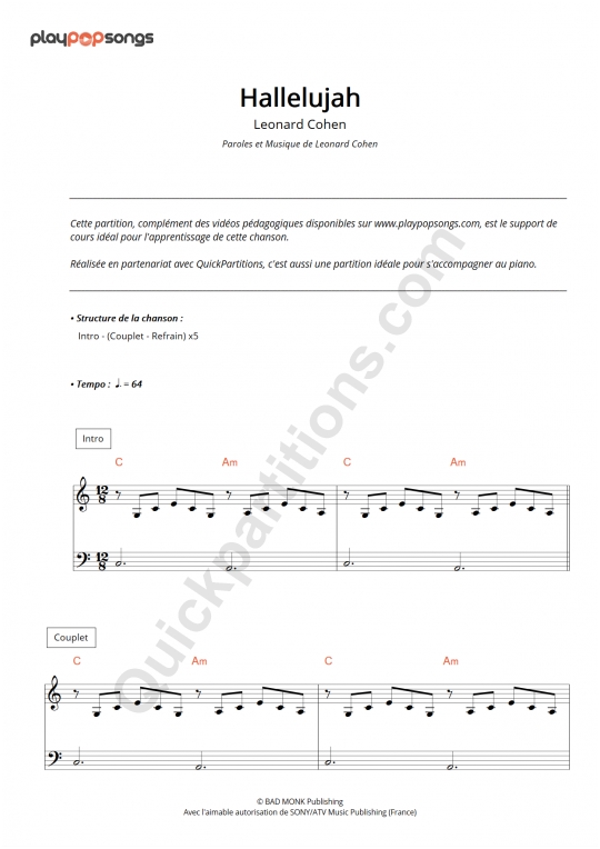 Hallelujah Course Material - PlayPopSongs