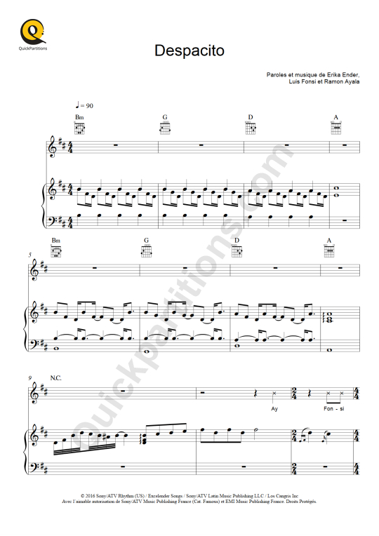 Despacito Piano Sheet Music - Luis Fonsi feat. Daddy Yankee