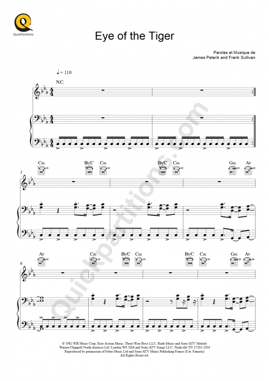Eye of the Tiger (Rocky 3) Piano Sheet Music from Survivor