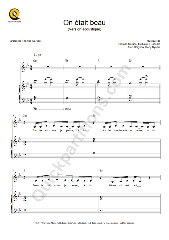 On était beau (Version acoustique) Piano Sheet Music - Louane