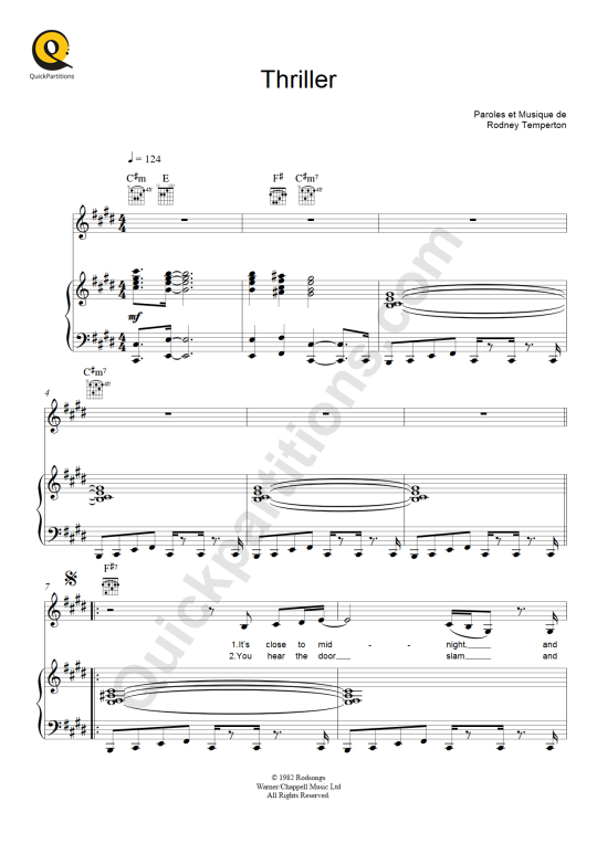 Thriller Piano Sheet Music - Michael Jackson