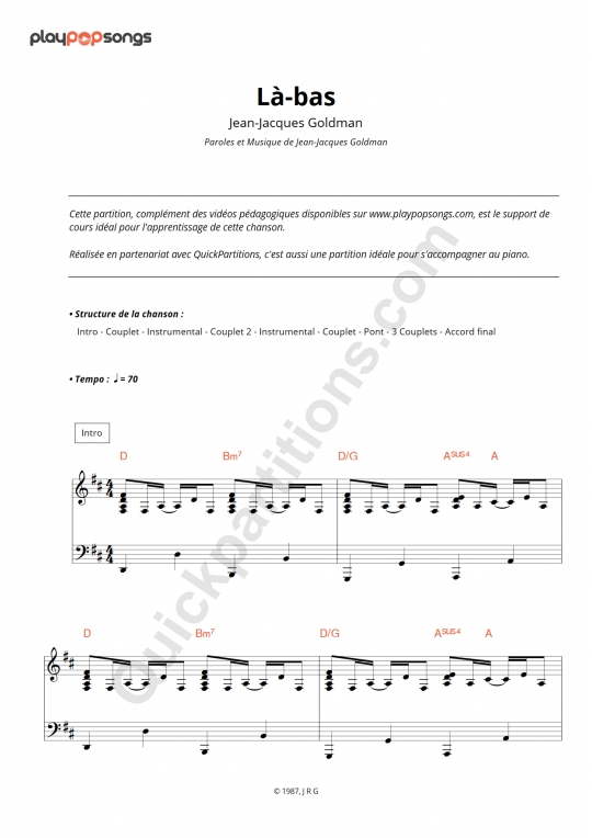 Support de cours Là-bas - PlayPopSongs