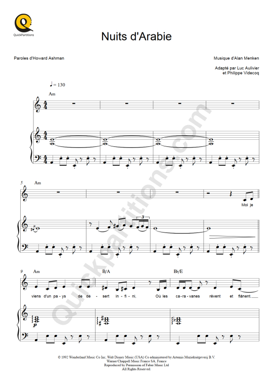 Nuits d'Arabie Piano Sheet Music - Aladdin