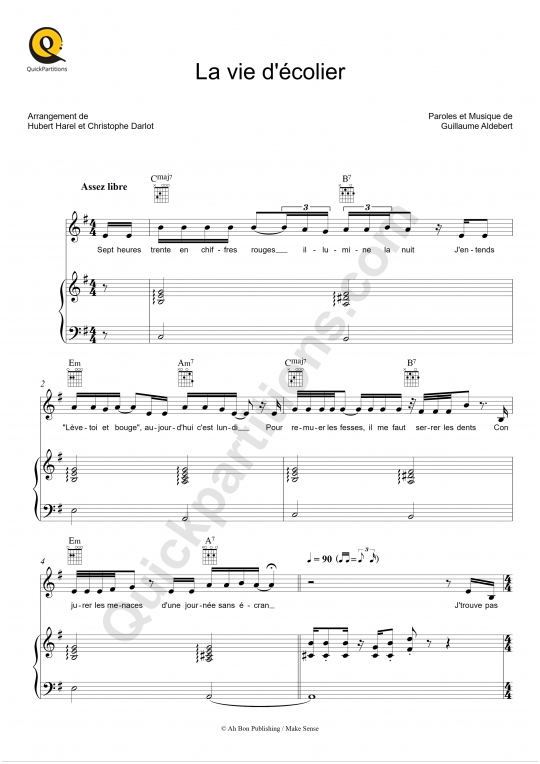 Partition piano La vie d'écolier - Aldebert