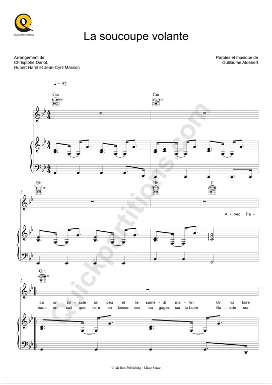 La soucoupe volante Piano Sheet Music - Aldebert