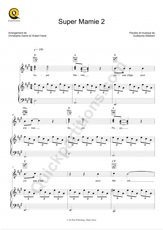 Super Mamie 2 Piano Sheet Music - Aldebert