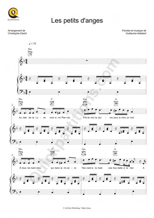 Les petits d'anges Piano Sheet Music - Aldebert