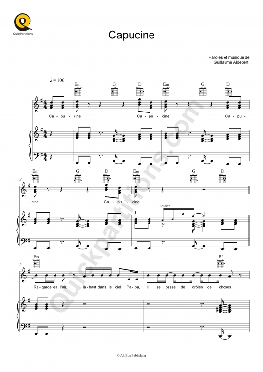 Capucine Piano Sheet Music - Aldebert