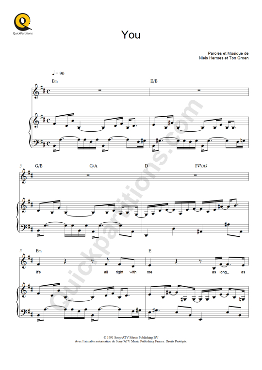 You Piano Sheet Music - Ten Sharp