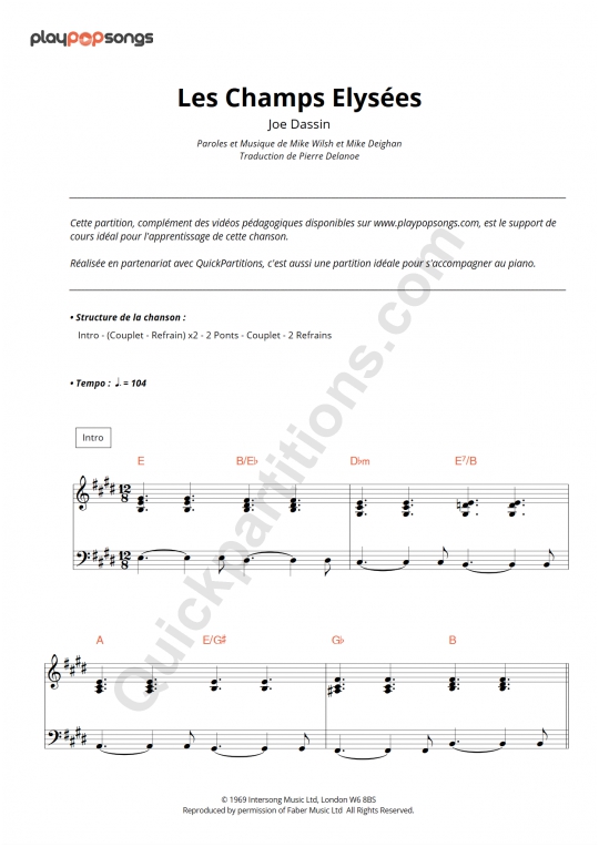 Joe Dassin Champs Elysees Chords
