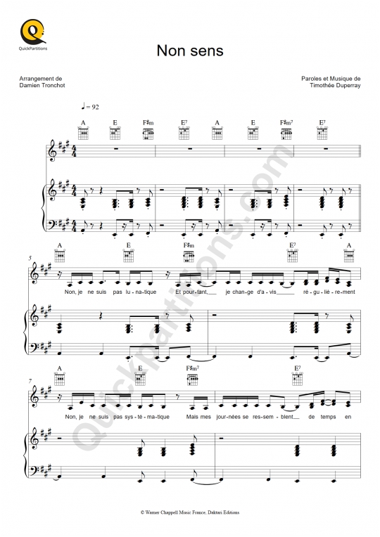 Non sens Piano Sheet Music - Louane