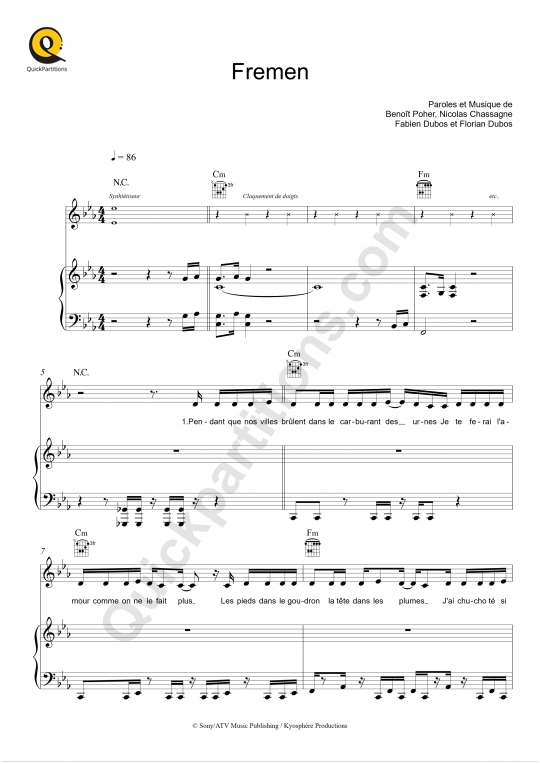 Fremen Piano Sheet Music - Kyo