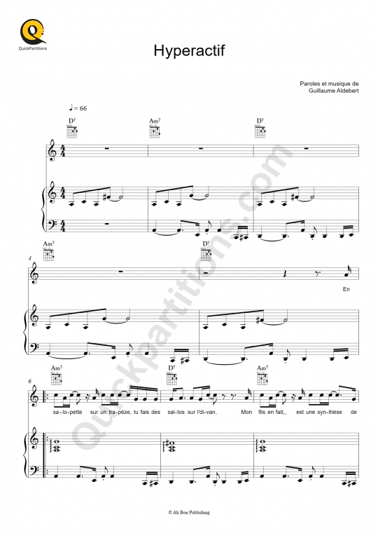 Hyperactif Piano Sheet Music - Aldebert