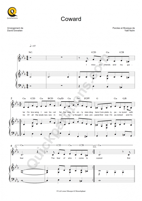 Partition chorale Coward - Yael Naim