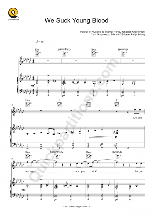 Partition piano We Suck Young Blood - Radiohead