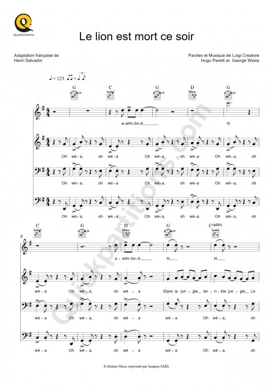 Le lion est mort ce soir Choir Sheet Music - Pow Wow