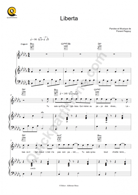 Partition piano Liberta - Pep's