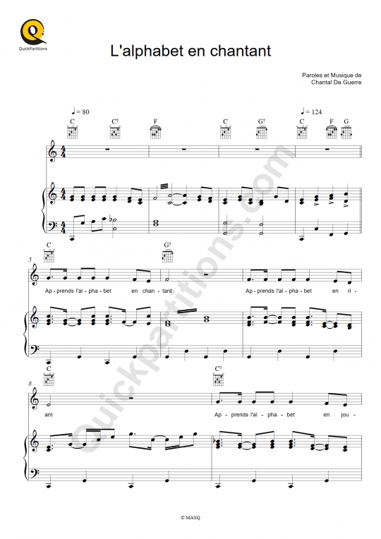 Partition piano L'alphabet en chantant - Chantal Goya
