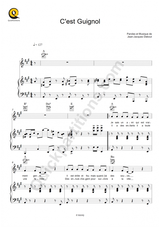 C'est Guignol Piano Sheet Music - Chantal Goya