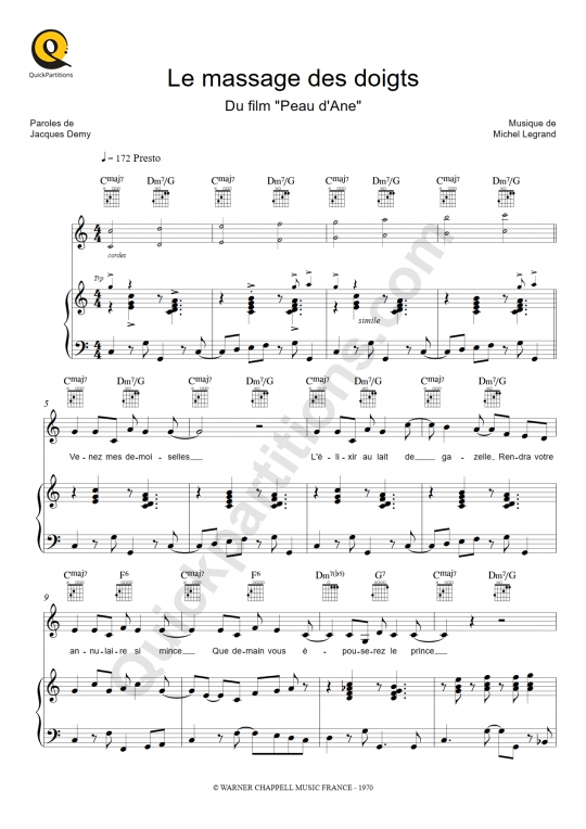 Le massage des doigts Piano Sheet Music - Peau d'Ane