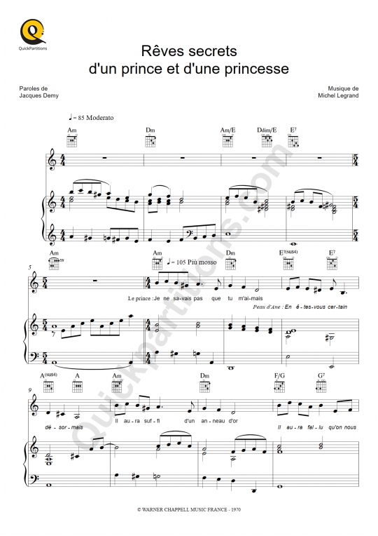 Partition piano Rêves secrets d'un prince et d'une princesse - Peau d'Ane