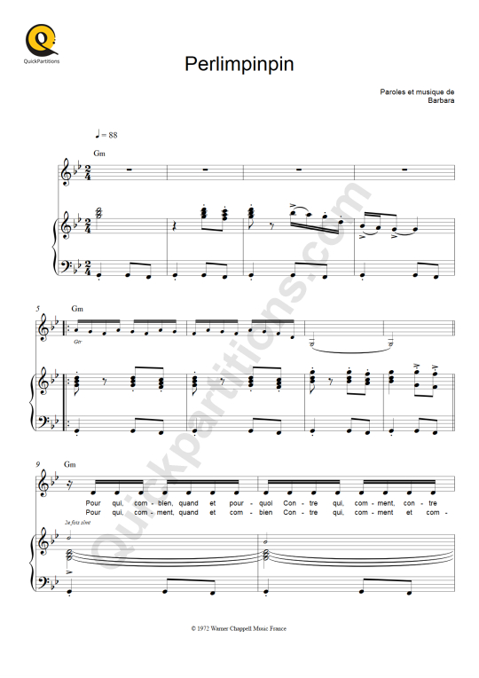 Perlimpinpin Piano Sheet Music - Barbara