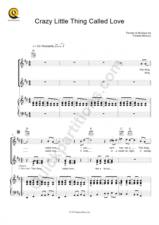 Partition piano Crazy Little Thing Called Love - Queen